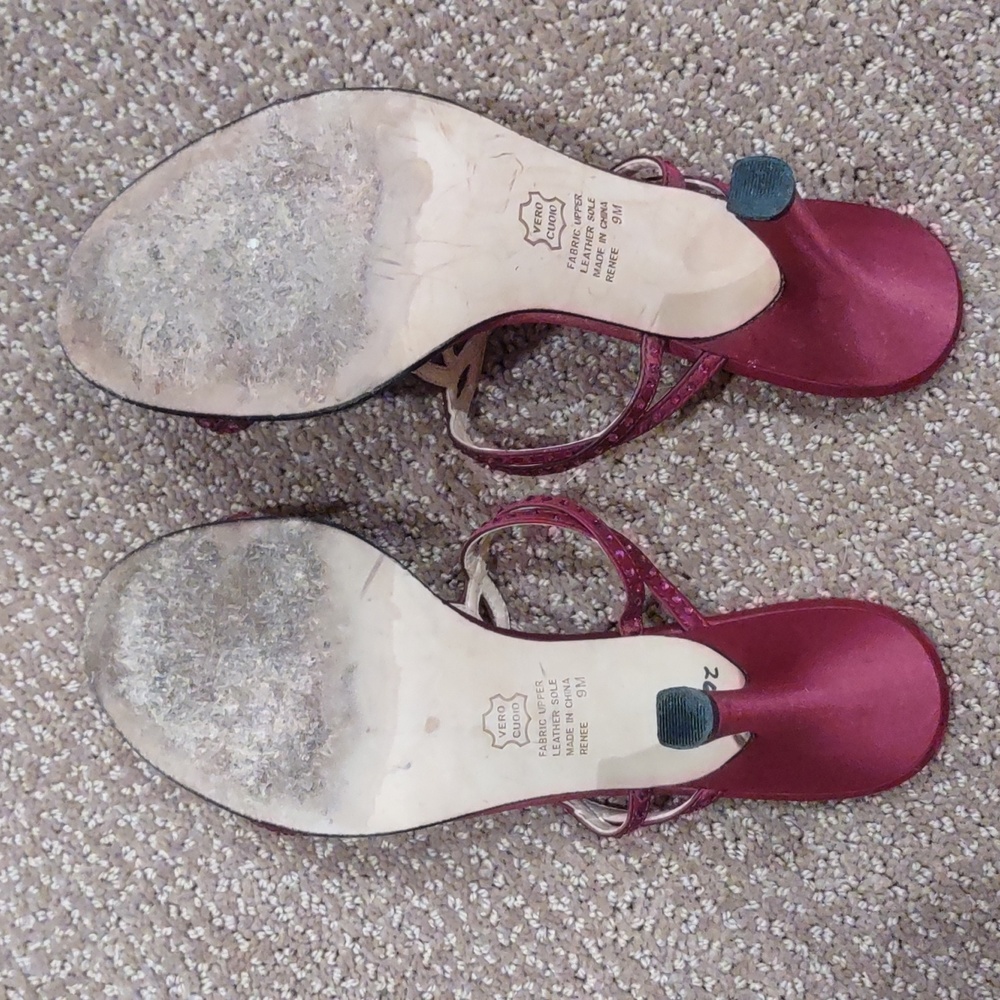 Raspberry, Fushia hot pink bling open toe heeled sandals, BP - Picture 6 of 12